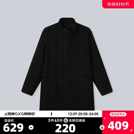 YATLAS亚锐男装冬季商场同款保暖防风黑色棉服男简约中长款外套商品大图