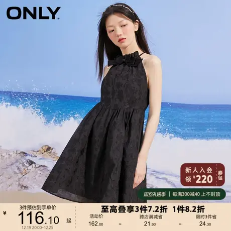 【上新】ONLY奥莱春夏气质收腰A字显瘦小黑裙无袖连衣裙女图片