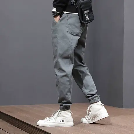 休闲裤男九分宽松2020春秋季新款男士束脚裤工装长裤子男潮牌潮流商品大图
