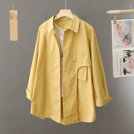 设计感小众男友风白色衬衫外套女中长款叠穿宽松港味复古衬衣上衣图片