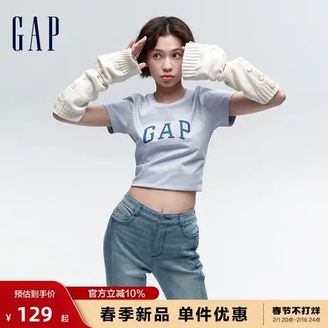 Gap女装春季2024新款LOGO短袖T恤圆领甜辣上衣纯棉打底衫402168图片