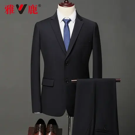 雅鹿职业西服套装男士2024春秋季薄款高级感商务正装结婚面试西装图片
