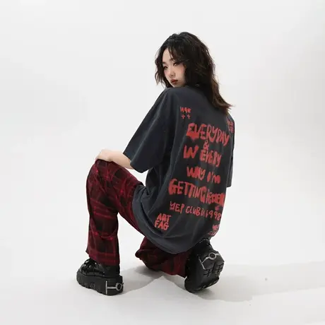 YEP复古大牌设计感纯棉短袖T恤女夏季2024新款情侣装半袖宽松上衣商品大图