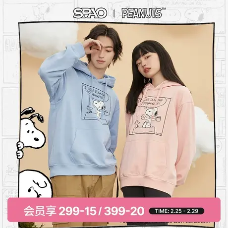 SPAO春季男女同款连帽套头长袖休闲卫衣情侣款卡通外套SPMHB11D02图片