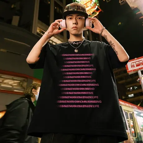 Nuthink国潮美式直喷字母短袖T恤男潮牌潮流大码宽松情侣半袖春季图片