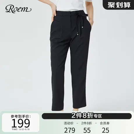 Roem商场同款春夏新品韩式简约大气复古西装裤休闲商务直筒长裤图片