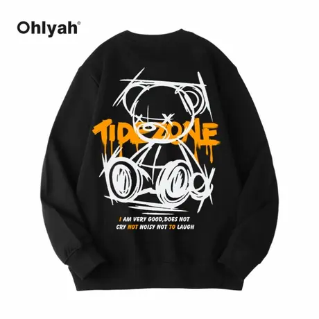 Ohlyah卡通小熊卫衣女秋季2023新款设计感宽松薄款上衣外套潮ins商品大图