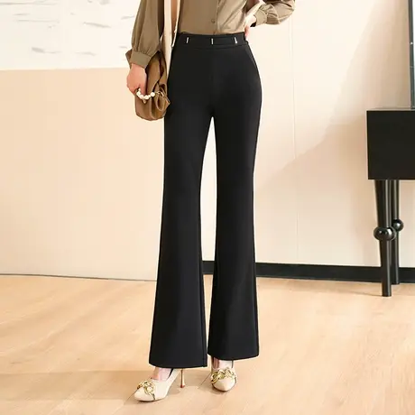 2023秋季新款黑色喇叭裤高腰女士通勤西装长裤垂感显瘦微喇休闲裤图片