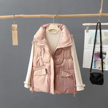 立领羽绒棉马甲女2023秋冬新款大码宽松休闲无袖棉坎肩马夹厚外套商品大图