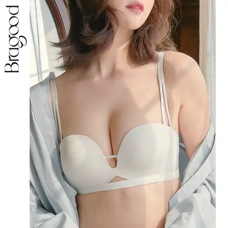 内衣女文胸无肩带抹胸美背大胸显小夏季薄款小胸聚拢胸罩无痕抹胸商品大图