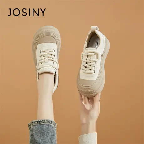 Josiny/卓诗尼厚底面包鞋小白鞋女2024新款春季大头运动休闲板鞋商品大图