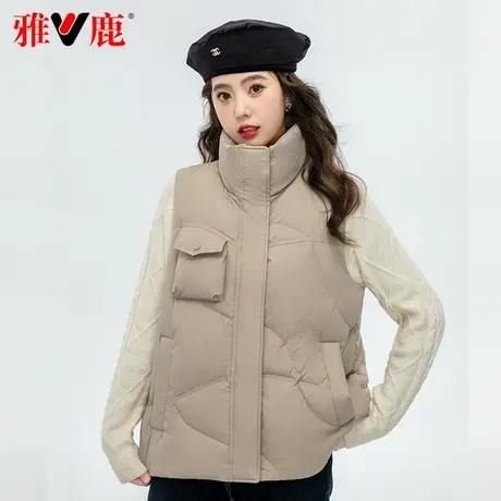雅鹿羽绒马甲女款短款2023新款立领宽松保暖冬季外穿马夹背心坎肩商品大图