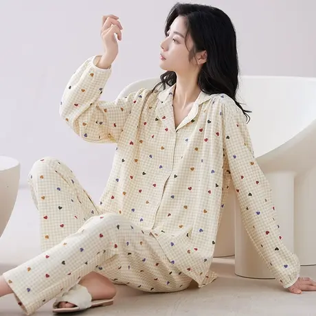 南极人睡衣女春秋季纯棉长袖大码家居服套装2023年新款网红风夏天图片