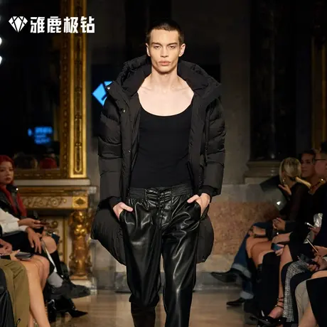 【米兰大秀同款鹅绒服】黑夜中长款羽绒服男女外套冬季厚情侣户外商品大图
