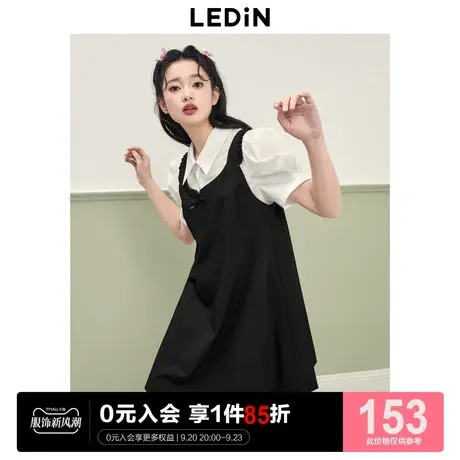 乐町A摆显瘦背心裙2023年夏季新款气质小黑裙女装小飞袖娃娃裙商品大图