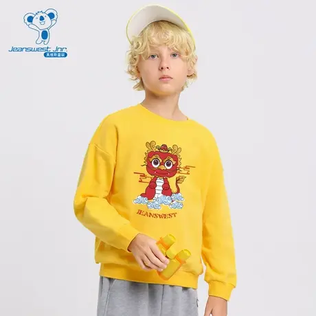 DX真维斯男童套头衫冬季新款童装圆领卫衣中大童新年红色衣服商品大图