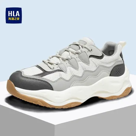 HLA/海澜之家男鞋新款春季休闲潮流拼接增高运动鞋网面耐磨老爹鞋商品大图