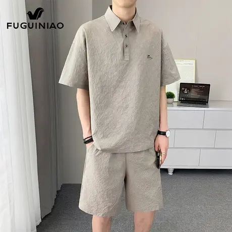 富贵鸟休闲套装男士夏季短袖Polo衫搭配宽松短裤运动两件套男装潮图片