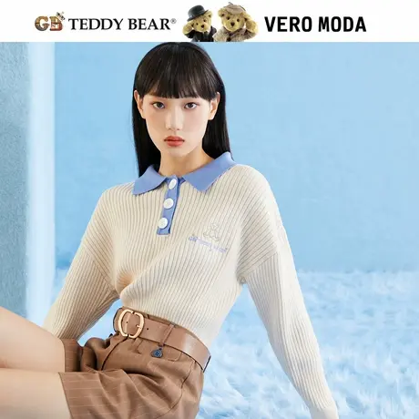 【清仓】Vero Moda奥莱针织衫GB TEDDY BEAR 联名甜美POLO领毛衣图片