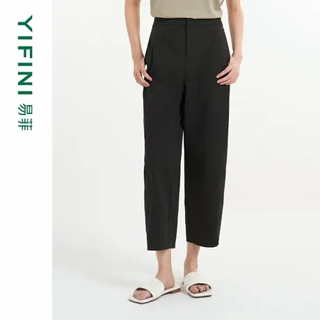 Yifini/易菲立体裁剪梨形显瘦锥型九分裤通勤休闲裤简约百搭裤子图片