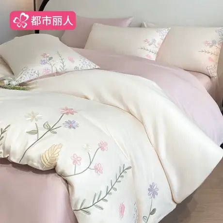 长绒棉刺绣床上四件套2025新款全棉纯棉高级感卧室被套床单四季商品大图