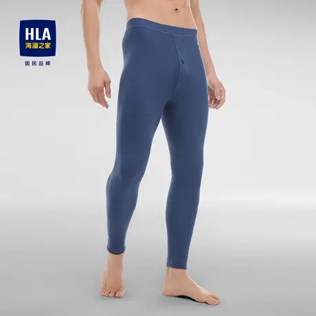 HLA/海澜之家男士蚕丝贴片内外磨毛双重保暖护膝防风弹力单裤商品大图
