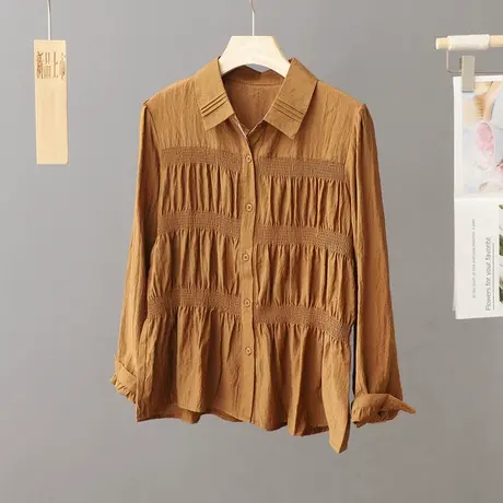 韩版百搭纯色衬衫女长袖春秋季2023新款设计感小众衬衣打底衫上衣商品大图