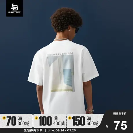 Lilbetter爱德华·霍普联名男士t恤短袖夏季纯棉体恤刺绣五分袖lb商品大图