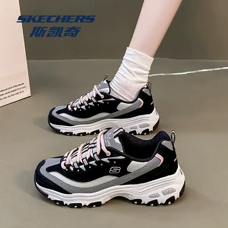 Skechers/斯凯奇女鞋秋季熊猫鞋新款老爹鞋黑色运动鞋正品休闲鞋商品大图
