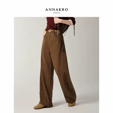 玖姿安娜蔻休闲丹宁风100%棉加绒牛仔弯刀裤长裤女2025冬季新款商品大图