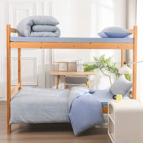 2026新款无印风印花水洗棉学生宿舍三件套六件套组合套装商品大图