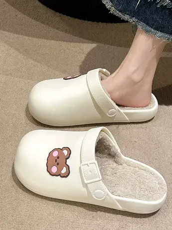 防水棉拖鞋女秋冬季两穿2023年新款家居家用室内厚底情侣外穿包跟商品大图