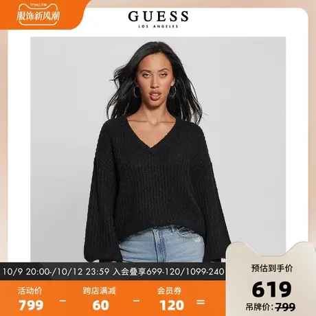 GUESS23年新款秋女士气质V领宽松显瘦针织衫-W3BR60Z3B60商品大图