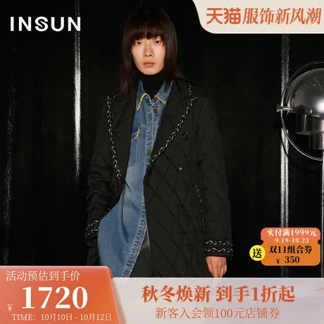 [安心绒]恩裳COVER2023冬装新款织带装饰西装领小香风三防羽绒服商品大图