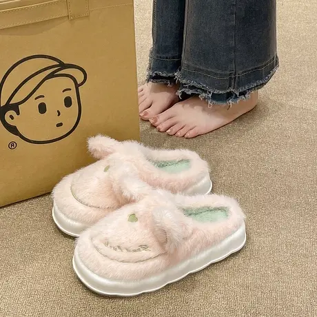 可爱棉拖鞋女款冬季外穿卡通室内家居厚底毛绒保暖防滑月子鞋冬天商品大图