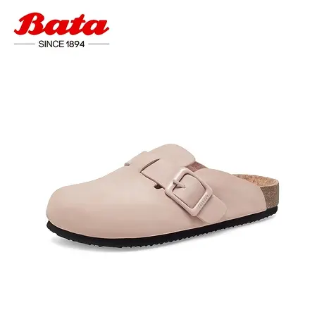 奥莱Bata包头拖鞋女夏季商场新款英伦风牛皮舒适勃肯鞋VNW01BH3图片