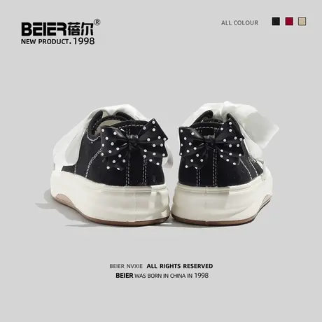 蓓尔可爱女生小黑鞋百搭平底小众设计原创鞋子ins潮春夏帆布鞋子图片