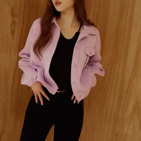 桔熊秋冬季休闲空气棉卫衣温暖翻领宽松短款小外套女装大码EA3412图片