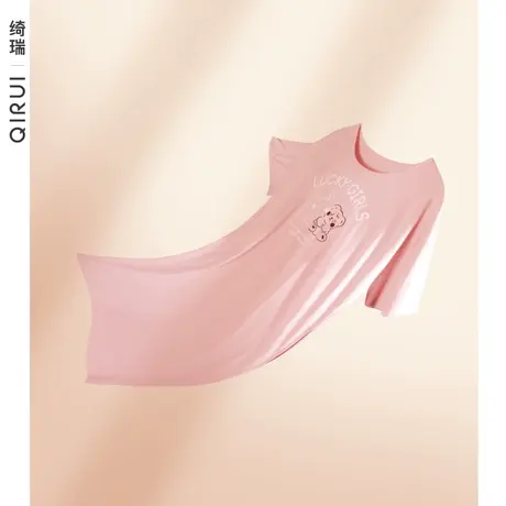 绮瑞女夏季纯棉睡裙卡通甜美夏天女生薄款睡衣宽松中裙商品大图