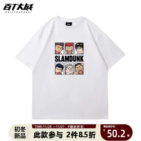 灌篮高手T恤卡通潮牌三井寿樱木花道流川枫纯棉宽松运动篮球半袖商品大图