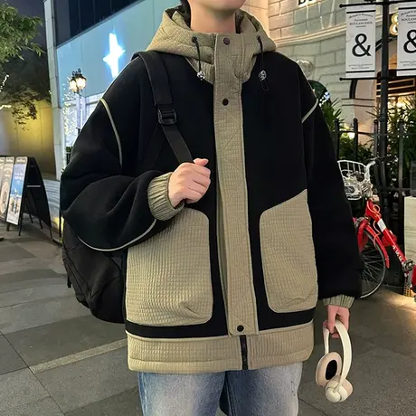 潮牌棉衣男韩版潮流2023新款冬季工装羽绒棉服外套加厚保暖小棉袄图片