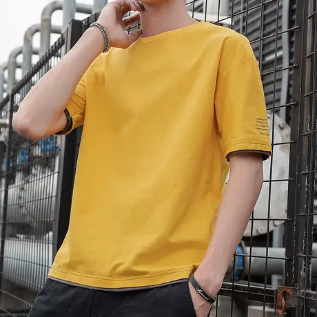 短袖t恤男韩版潮流宽松纯棉半袖2023新款体桖潮牌夏季上衣服夏装商品大图