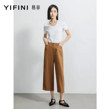 Yifini/易菲阔腿八分裤女休闲裤直筒裤春夏新款薄款百搭通勤商品大图