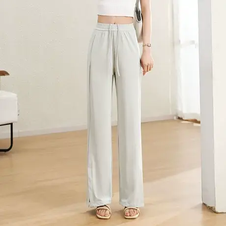 时尚气质休闲直筒长裤2023年夏季新款女士简约宽松高腰显瘦通勤裤商品大图