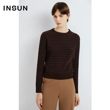 INSUN恩裳线上专选冬季金葱绵羊毛美拉德毛织衫图片