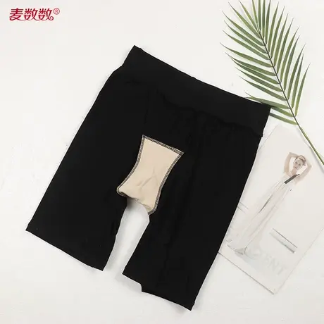 女士薄款纯棉系四分打底裤加档高腰弹力安全裤透气防卷边2合1短裤商品大图