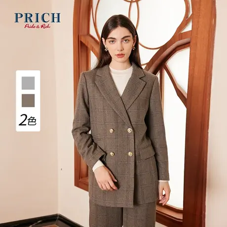 PRICH商场同款西装新品秋冬新款绵羊毛通勤商务抗皱性好外套女商品大图