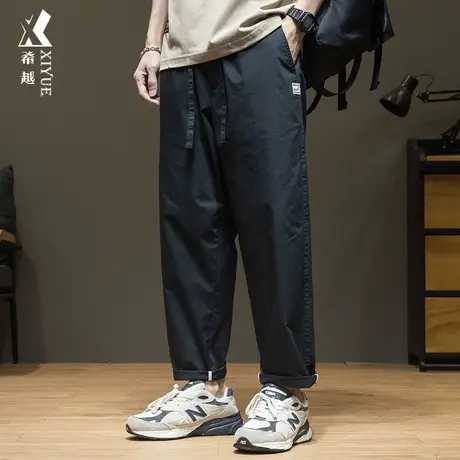 希越超薄款冰丝凉感休闲裤男秋冬2023新款九分裤宽松大码直筒裤子商品大图