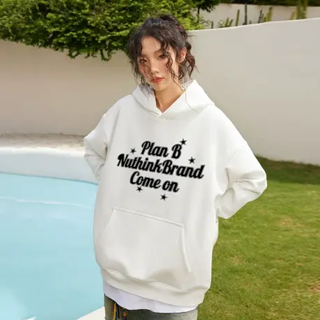 Nuthink美式加绒加厚连帽保暖卫衣男宽松大码男士情侣春季帽衫潮商品大图