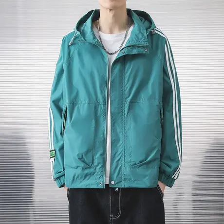 休闲潮流夹克外套休闲宽松秋冬外套连帽大码百搭男士休闲夹克外套商品大图